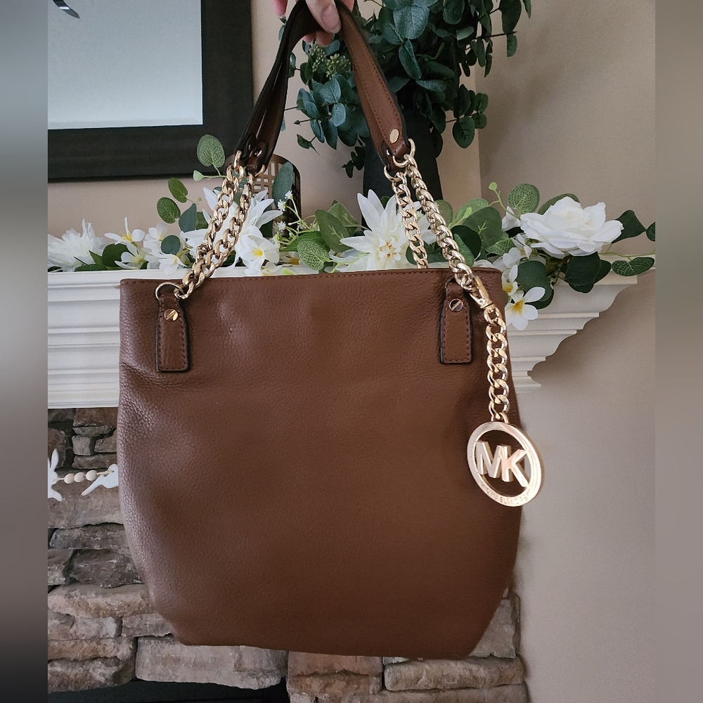 Michael Kors Brown Shoulder Bag with Gold Hardware
